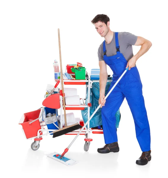 Man With Cleaning Equipment — Stock Photo, Image