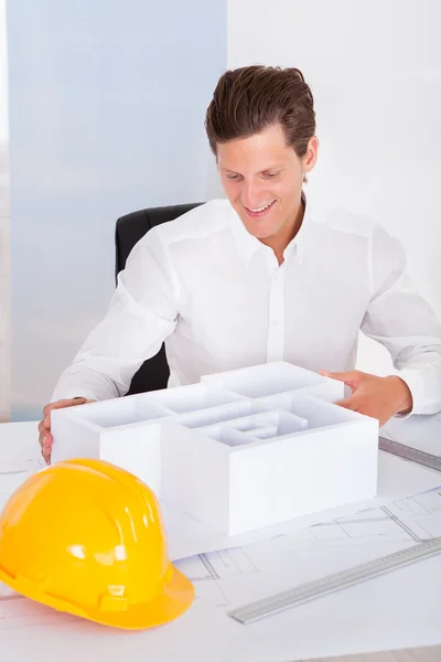 Architect Holding House Model — Stock Photo, Image