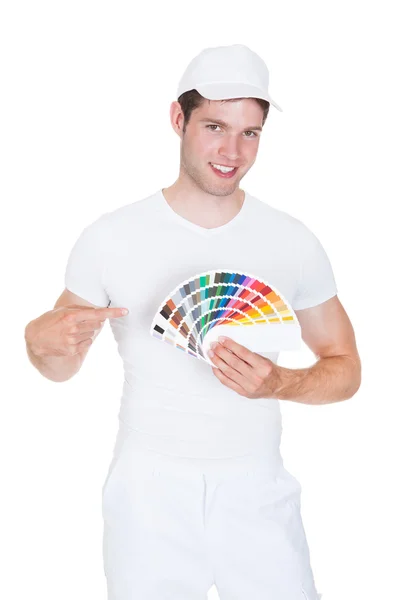 Young Man Holding Color Palette — Stock Photo, Image