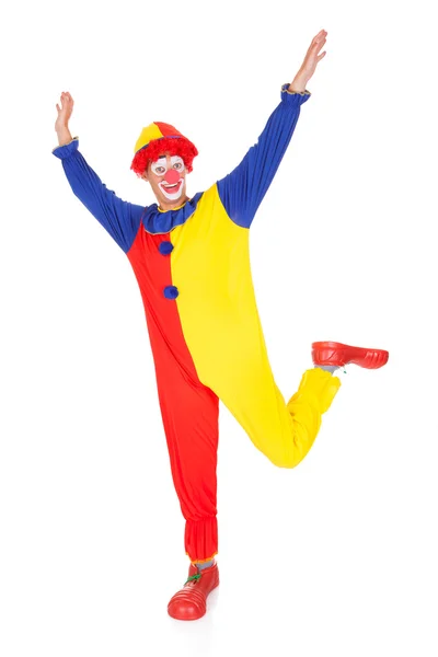 Clown jumping in vreugde — Stockfoto