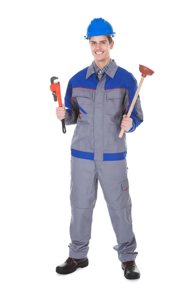 Male Worker Wrench — Stock Photo, Image