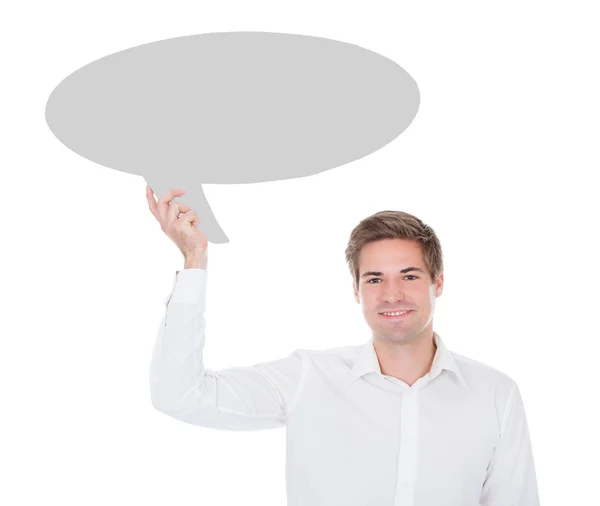 Man Holding Thought Bubble — Stock Photo, Image