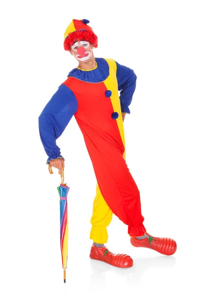 Glad clown med paraply — Stockfoto