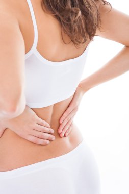 Sırt ağrısı çeken kadın.