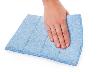 mavi bir bez ile silinerek kişi