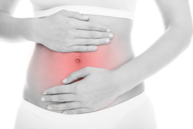 Woman Suffering From Stomach Ache clipart