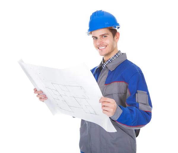 Architect Holding Blueprint — Stock Photo, Image