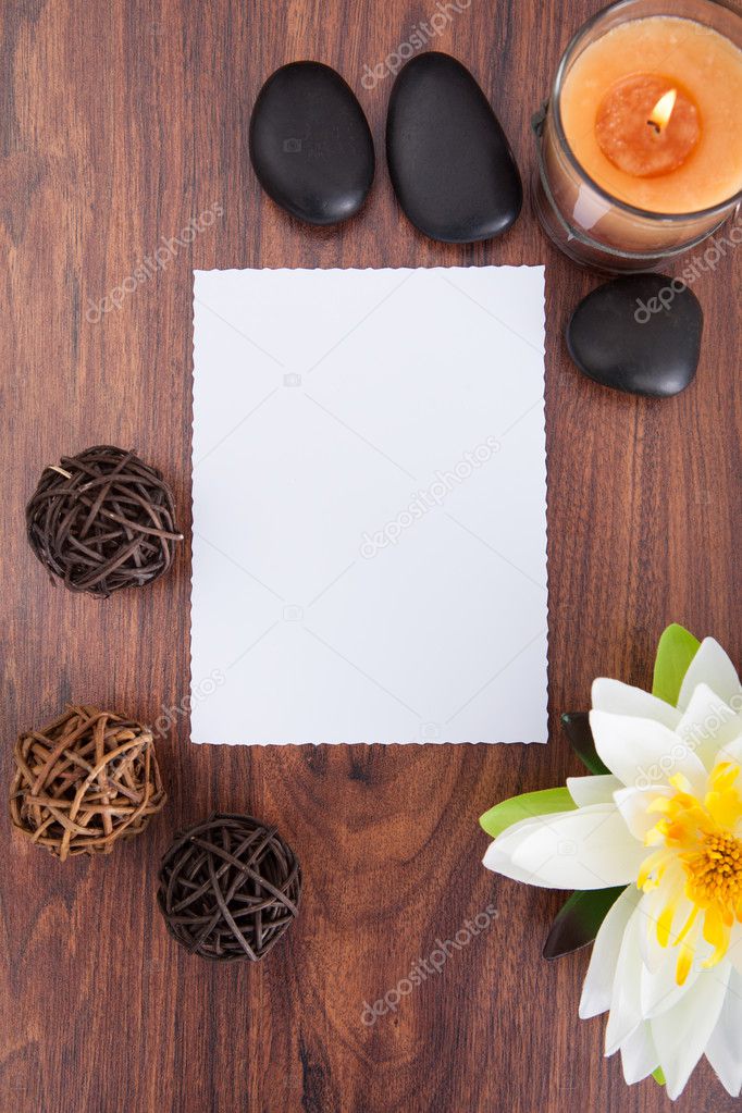 Blank Paper Surrounded With Spa Products