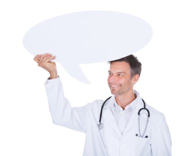 düşünce balonu tutan doktor