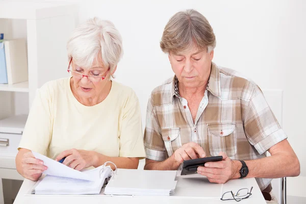 Pareja mayor haciendo sus finanzas — Foto de Stock