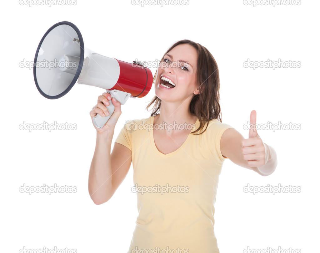 Woman Shouting Through Megaphone