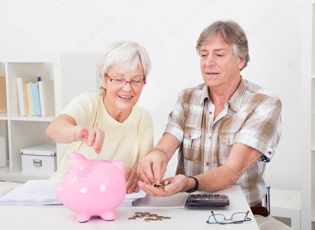 Senior Couple Calculating Coins