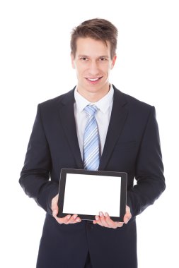 Dijital tablet tutan işadamı