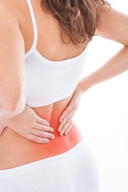 Sırt ağrısı çeken kadın.