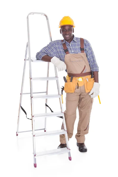 Male Repairman With Ladder — Stock Photo, Image