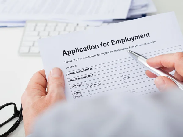 Hand Filling Application For Employment — Stock Photo, Image