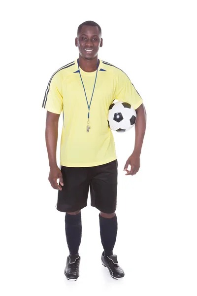 Futbolcu ile bir futbol topu — Stok fotoğraf