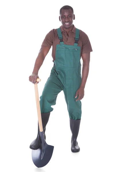 Male Gardener With Shovel — Stock Photo, Image