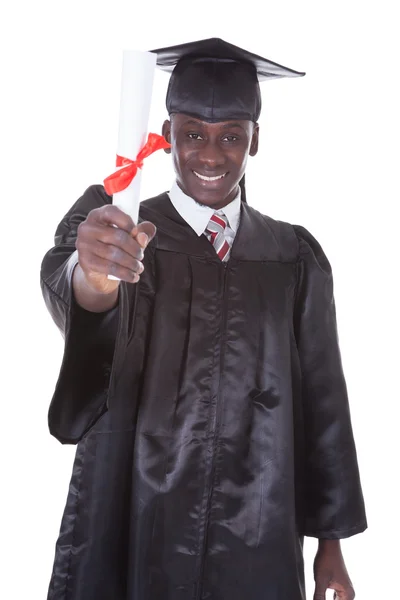 Young Graduation Man Holding Diploma — Stock Photo, Image