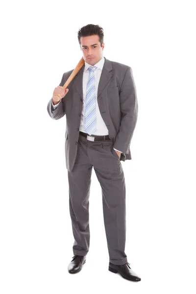 Businessman Holding Baseball Bat — Stock Photo, Image
