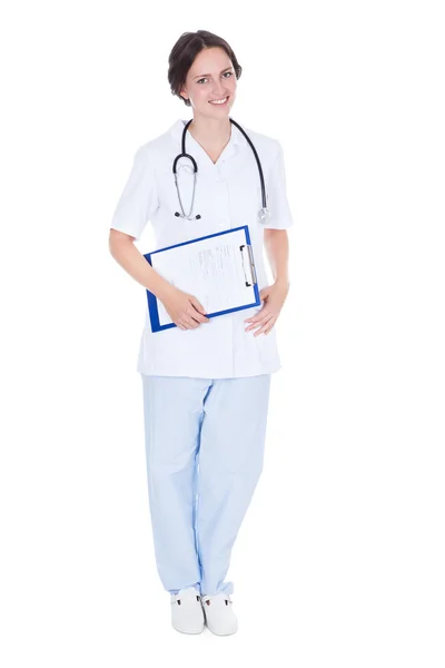 Female Doctor Holding Clipboard — Stock Photo, Image