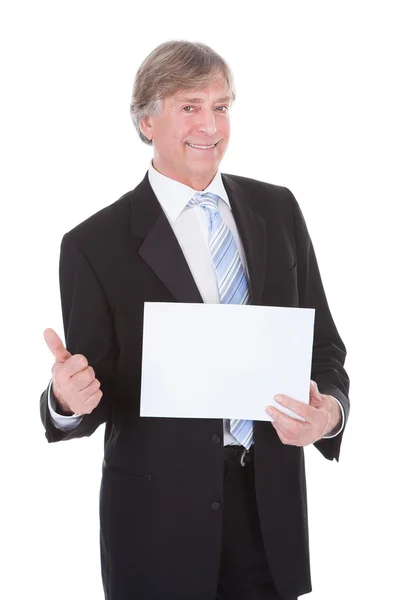 Mature Businessman With Placard — Stock Photo, Image