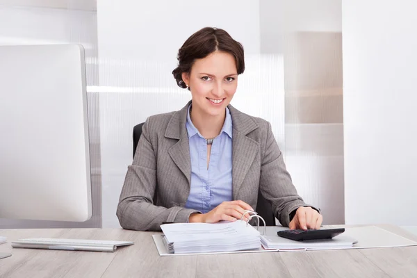 Happy Female Accountant Stock Photo