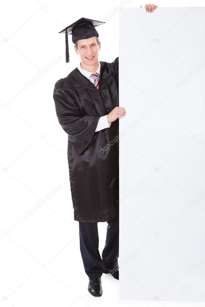 Graduate Man With White Billboard