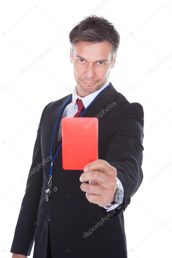 Businessman Showing Red Card