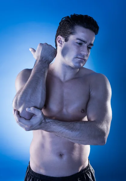 Young Man Suffering From Elbow Pain — Stock Photo, Image