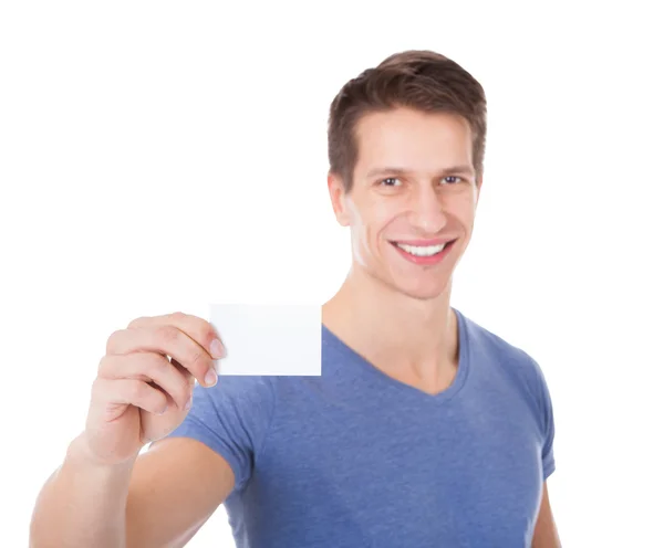 Portrait Of Young Man Showing Visiting Card — Stock Photo, Image