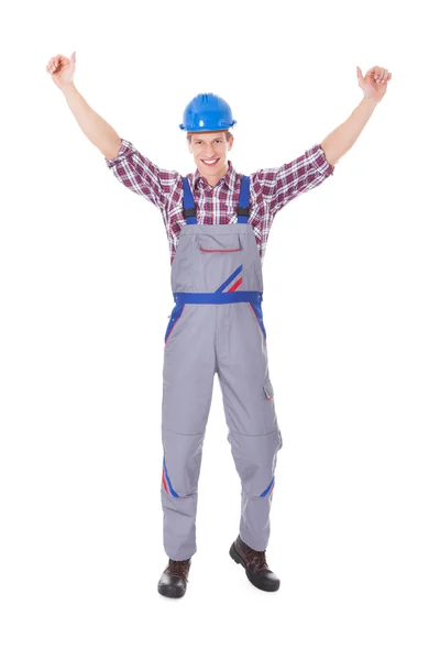 Retrato de excitado Trabalhador masculino — Fotografia de Stock
