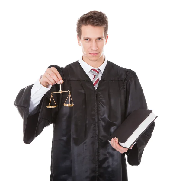 Judge With Scales And Book — Stock Photo, Image