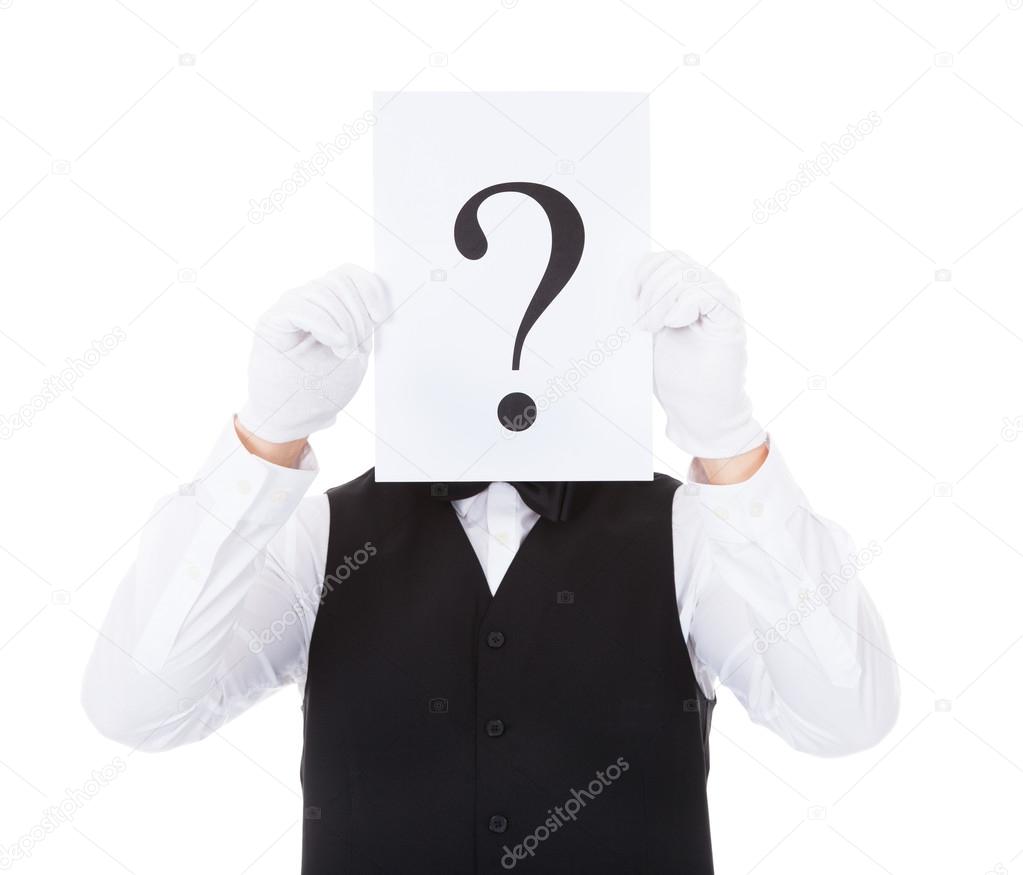 Male Waiter With Question Mark