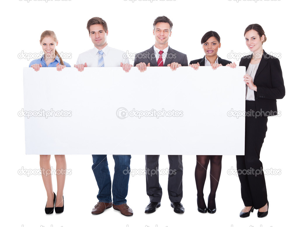 Businesspeople Holding Blank Board