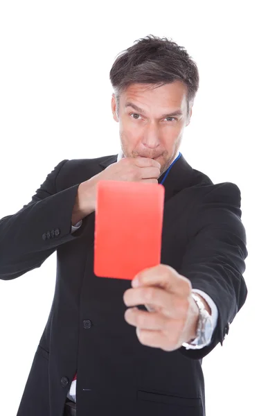 Businessman Showing Red Card — Stock Photo, Image