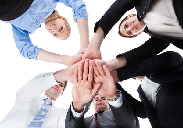 Üzleti emberek egymásra kezek — Stock Fotó