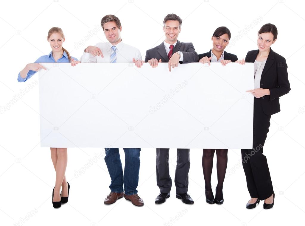 Businesspeople Holding Blank Board