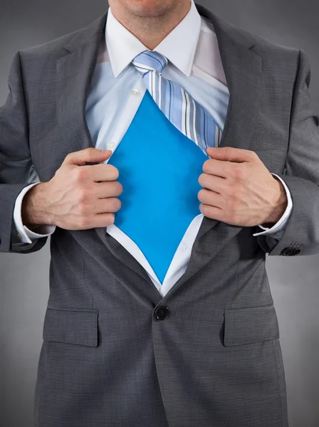 Businessman Showing Superhero Suit — Stock Photo, Image