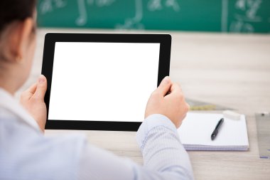 kişi dijital tablet ve öğrenci aksesuarlar