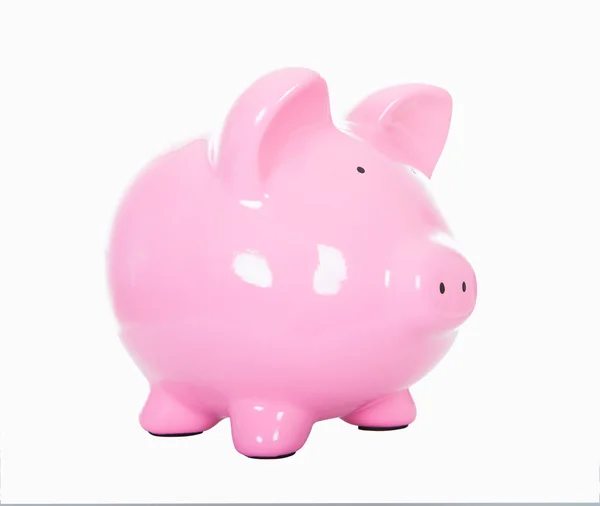 Pink ceramic piggy bank isolated on white — Stock Photo, Image