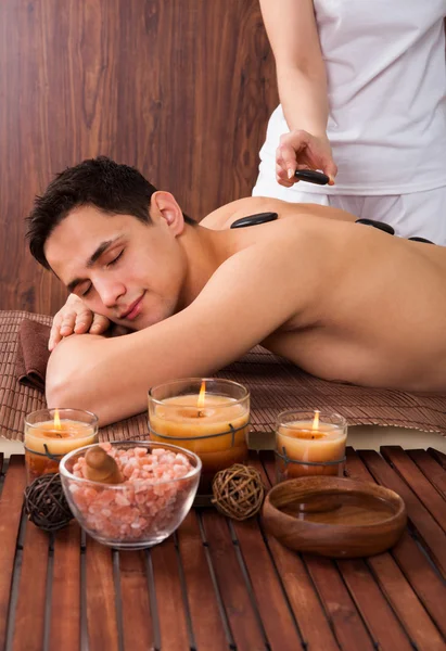 Man Receiving Lastone Therapy In Spa — Stock Photo, Image