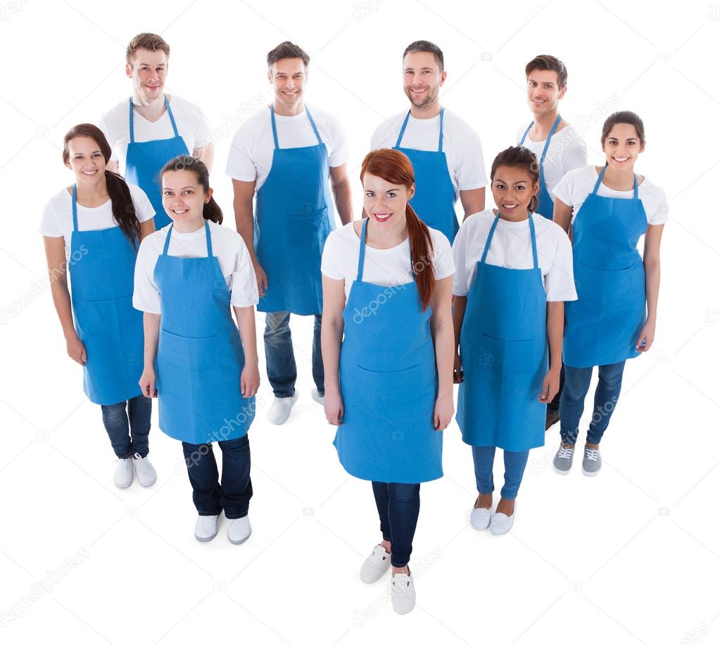 Diverse group of professional cleaners