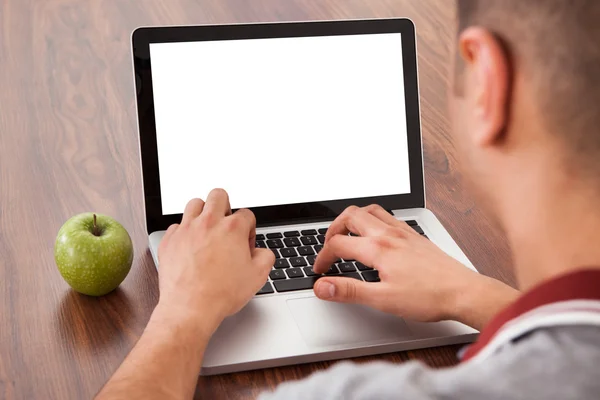 Mannelijke college student met behulp van laptop — Stockfoto