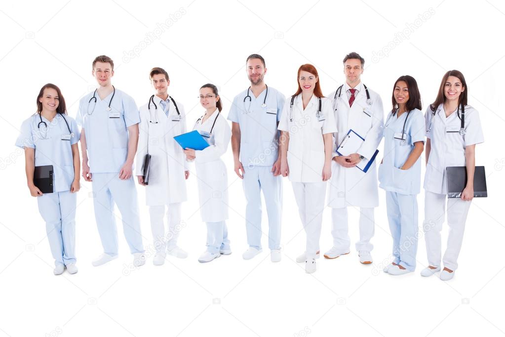 Large group of doctors and nurses in uniform