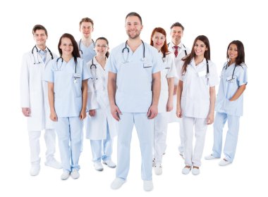 sağlık personeli üniformalı büyük çeşitli grup