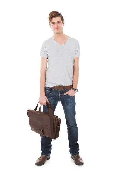 Confiado estudiante masculino bolsa de transporte — Foto de Stock