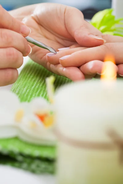 Beautician Giving Manicure Treatment — Stock Photo, Image