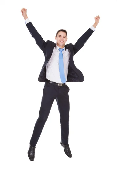 Portrait Of Successful Businessman With Arms Raised — Stock Photo, Image