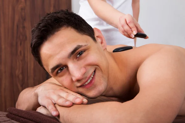Man Receiving Lastone Therapy In Spa — Stock Photo, Image